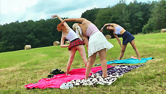 Redheaded Student Bares It All In Outdoor Workout Session