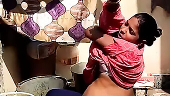 Indian Village Girl Takes A Shower Outside While Pregnant