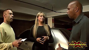 Angel Lima, A Busty Blonde Businesswoman, Gets Caught Without Change For Parking And Offers Her Backside To The Guards In Exchange