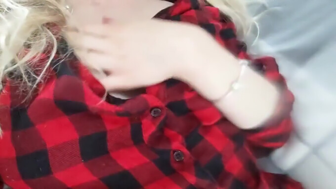 Teen girl in plaid shirt indulges in self-pleasure on webcam