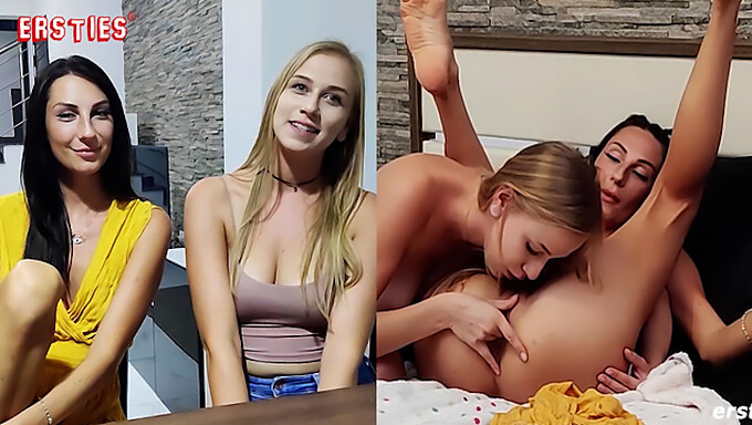 Masturbation and lesbian kissing in POV