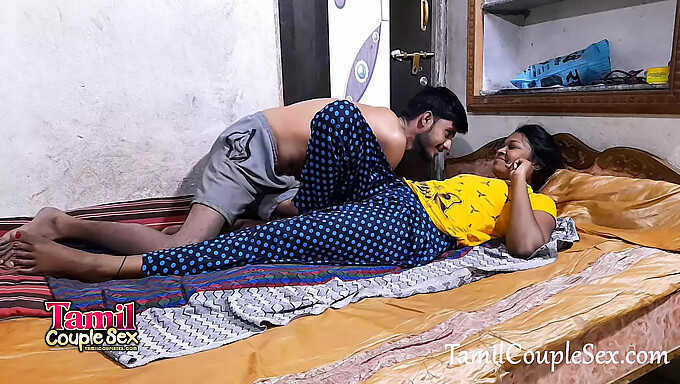 Indian maid with dark skin gives her teacher a sensual blowjob