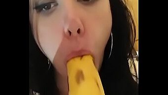 Aroused Amateur Teen Gives A Banana Blowjob At Home