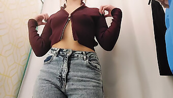 Teen Girl Shows Off Her Big Breasts And Butt In A Store Fitting Room