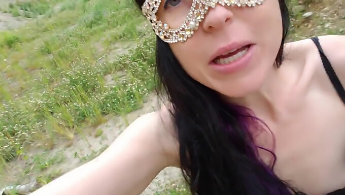 Amateur couple engages in outdoor BDSM with a masked wife