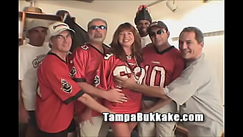 Brunette Milf Champa Bay Gets Covered In Bukkake At A Wild Gangbang Party!