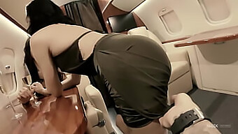 Sensual teenage playmates indulging in passionate kisses aboard a private plane