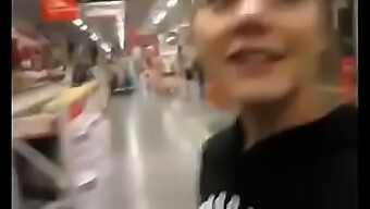 Aroused 19-Year-Old Girlfriend Giving A Public Blowjob In A Retail Store