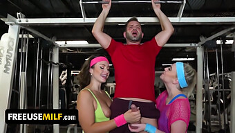 Lucky Guy Gets To Fuck Two Curvy Milfs In Yoga Pants During Gym Session