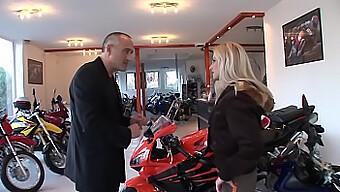 Two happy men are given a motorcycle as a present with anal sex.