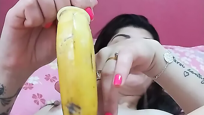 Banana-themed masturbation session with an amazing big ass