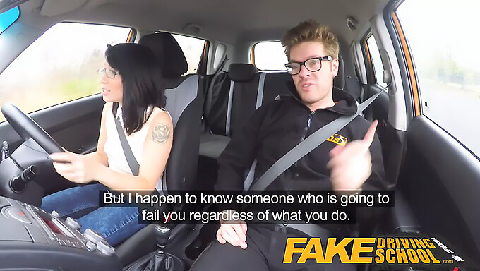 British schoolgirl gets naughty in driving school car