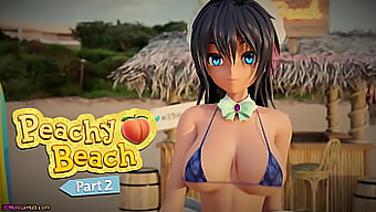 Hibiki, pembantu bikini 3D, menerima kenikmatan oral dan vagina di Peachy Beach - Bahagian 2