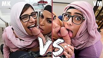 Δείτε τη Mia Khalifa και τη Violet Myers να πηγαίνουν κεφάλι σε ένα σκληρό τρίο