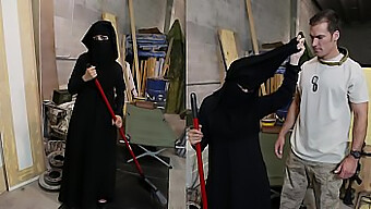 HD video of a Muslim woman's sensual cleaning interruption by a lustful American GI