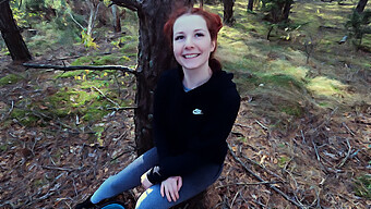 Redhead Teen Gives A Surprise Blowjob In The Forest